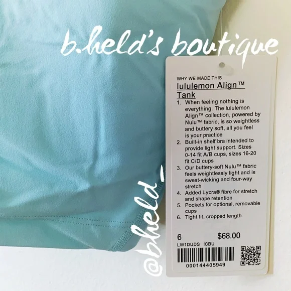lululemon Align Tank Top in Icing Blue (Sky Blue Pastel) Size 6 Brand New NWT